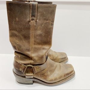 Harley Davidson brown leather moto pullon boot